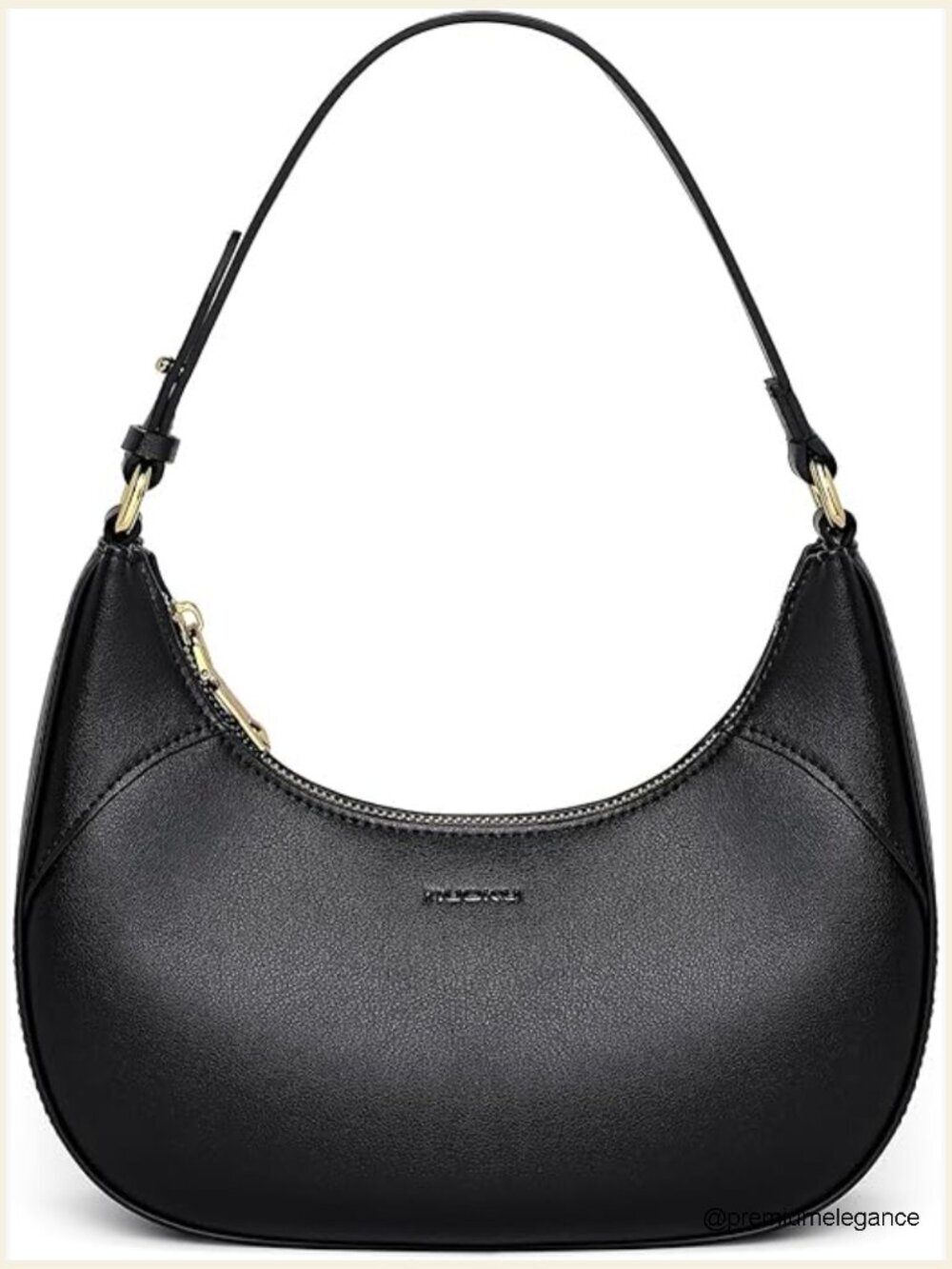 Premium PU Leather Crescent Hobo Bag with Shoulder Strap Zip Closure
